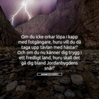 Picture 05 - Jeremia 12:5 SV1917 - Om du icke orkar löpa i kapp med fotgängare, - Bible Verse Picture