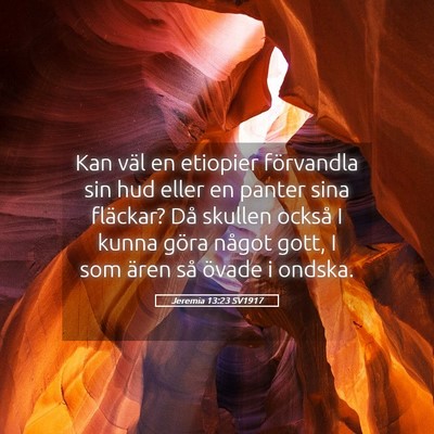 Picture 05 - Jeremia 13:23 SV1917 - Kan väl en etiopier förvandla sin hud eller en - Bible Verse Picture