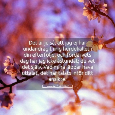 Picture 05 - Jeremia 17:16 SV1917 - Det är ju så, att jag ej har undandragit mig - Bible Verse Picture