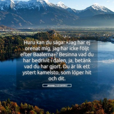 Picture 05 - Jeremia 2:23 SV1917 - Huru kan du säga: »Jag har ej orenat mig, jag - Bible Verse Picture