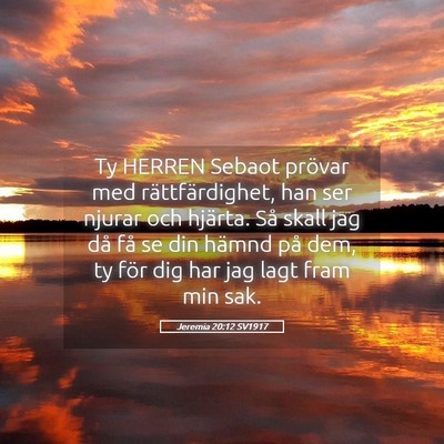 Picture 05 - Jeremia 20:12 SV1917 - Ty HERREN Sebaot prövar med rättfärdighet, han - Bible Verse Picture