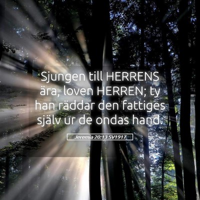 Picture 05 - Jeremia 20:13 SV1917 - Sjungen till HERRENS ära, loven HERREN; ty han - Bible Verse Picture