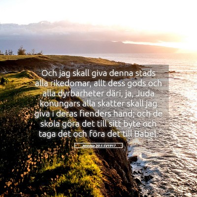 Picture 05 - Jeremia 20:5 SV1917 - Och jag skall giva denna stads alla rikedomar, - Bible Verse Picture