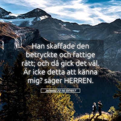 Picture 05 - Jeremia 22:16 SV1917 - Han skaffade den betryckte och fattige rätt; och - Bible Verse Picture