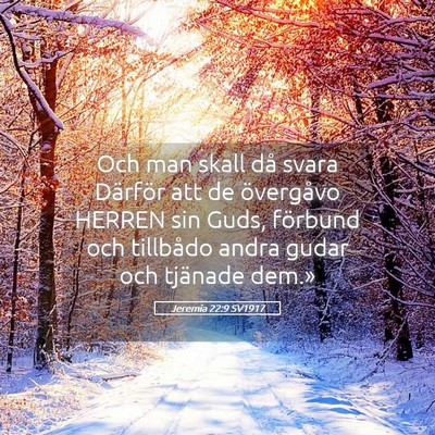 Picture 05 - Jeremia 22:9 SV1917 - Och man skall då svara Därför att de - Bible Verse Picture