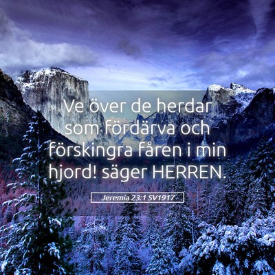 Picture 05 - Jeremia 23:1 SV1917 - Ve över de herdar som fördärva och förskingra - Bible Verse Picture