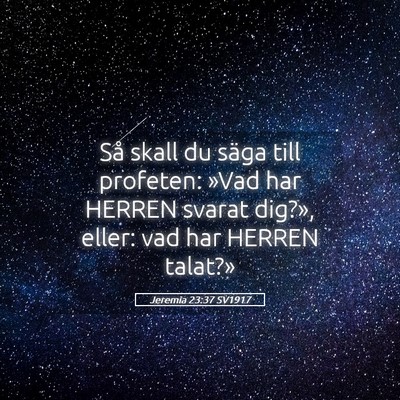Picture 05 - Jeremia 23:37 SV1917 - Så skall du säga till profeten: »Vad har - Bible Verse Picture