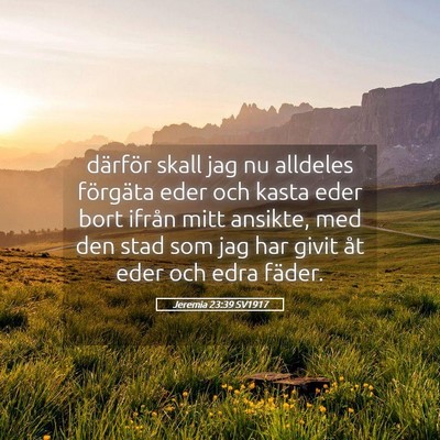 Picture 05 - Jeremia 23:39 SV1917 - därför skall jag nu alldeles förgäta eder och - Bible Verse Picture