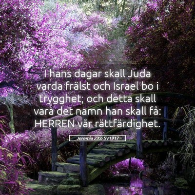 Picture 05 - Jeremia 23:6 SV1917 - I hans dagar skall Juda varda frälst och Israel - Bible Verse Picture