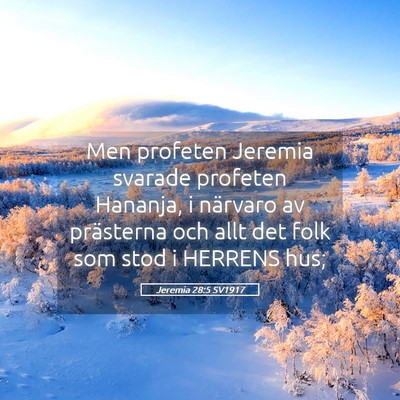 Picture 05 - Jeremia 28:5 SV1917 - Men profeten Jeremia svarade profeten Hananja, i - Bible Verse Picture