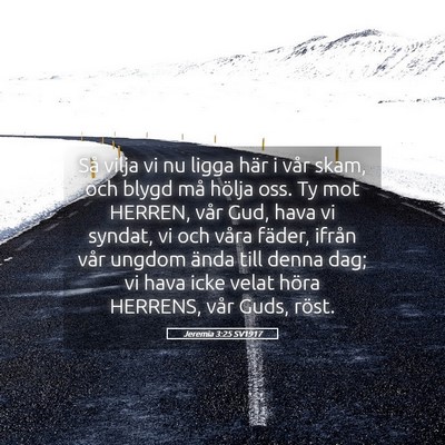 Picture 05 - Jeremia 3:25 SV1917 - Så vilja vi nu ligga här i vår skam, och blygd - Bible Verse Picture