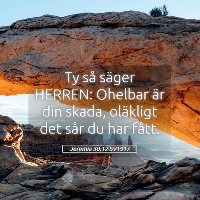 Picture 05 - Jeremia 30:12 SV1917 - Ty så säger HERREN: Ohelbar är din skada, - Bible Verse Picture