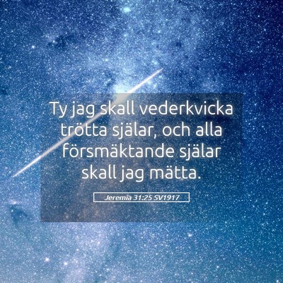 Picture 05 - Jeremia 31:25 SV1917 - Ty jag skall vederkvicka trötta själar, och - Bible Verse Picture