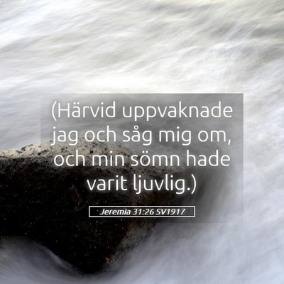 Picture 05 - Jeremia 31:26 SV1917 - (Härvid uppvaknade jag och såg mig om, och min - Bible Verse Picture