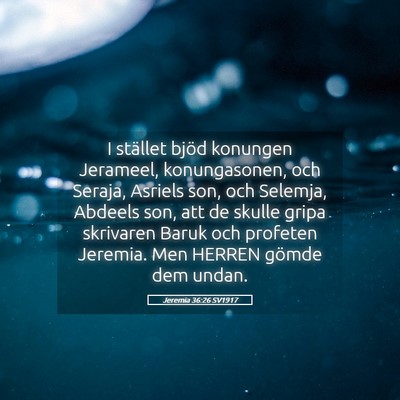 Picture 05 - Jeremia 36:26 SV1917 - I stället bjöd konungen Jerameel, konungasonen, - Bible Verse Picture
