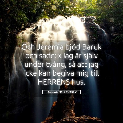 Picture 05 - Jeremia 36:5 SV1917 - Och Jeremia bjöd Baruk och sade: »Jag är - Bible Verse Picture