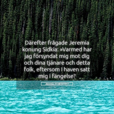 Picture 05 - Jeremia 37:18 SV1917 - Därefter frågade Jeremia konung Sidkia: - Bible Verse Picture