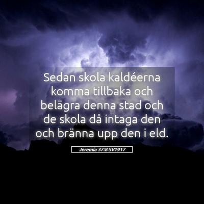 Picture 05 - Jeremia 37:8 SV1917 - Sedan skola kaldéerna komma tillbaka och - Bible Verse Picture