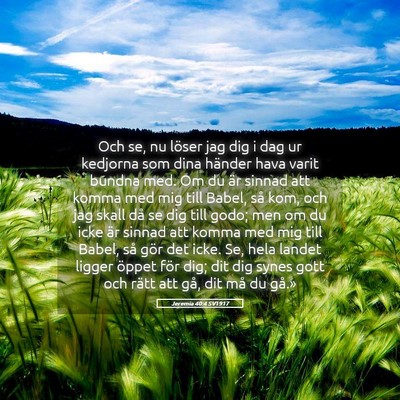 Picture 05 - Jeremia 40:4 SV1917 - Och se, nu löser jag dig i dag ur kedjorna som - Bible Verse Picture
