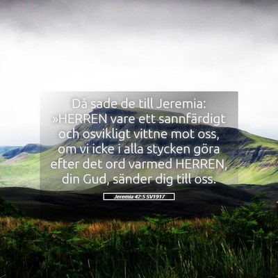 Picture 05 - Jeremia 42:5 SV1917 - Då sade de till Jeremia: »HERREN vare ett - Bible Verse Picture