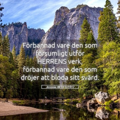Picture 05 - Jeremia 48:10 SV1917 - Förbannad vare den som försumligt utför - Bible Verse Picture