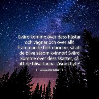 Picture 05 - Jeremia 50:37 SV1917 - Svärd komme över dess hästar och vagnar och - Bible Verse Picture