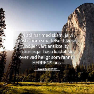 Picture 05 - Jeremia 51:51 SV1917 - Vi stå här med skam, ja vi måste höra - Bible Verse Picture