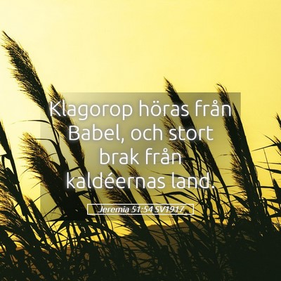 Picture 05 - Jeremia 51:54 SV1917 - Klagorop höras från Babel, och stort brak från - Bible Verse Picture