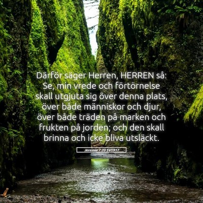 Picture 05 - Jeremia 7:20 SV1917 - Därför säger Herren, HERREN så: Se, min vrede - Bible Verse Picture