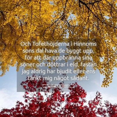 Picture 05 - Jeremia 7:31 SV1917 - Och Tofethöjderna i Hinnoms sons dal hava de - Bible Verse Picture