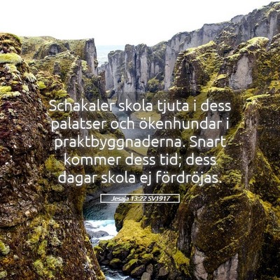 Picture 05 - Jesaja 13:22 SV1917 - Schakaler skola tjuta i dess palatser och - Bible Verse Picture