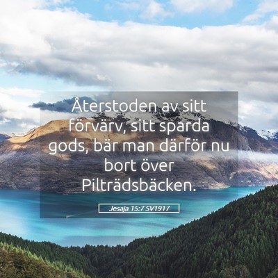 Picture 05 - Jesaja 15:7 SV1917 - Återstoden av sitt förvärv, sitt sparda gods, - Bible Verse Picture