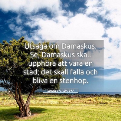 Picture 05 - Jesaja 17:1 SV1917 - Utsaga om Damaskus. Se, Damaskus skall upphöra - Bible Verse Picture