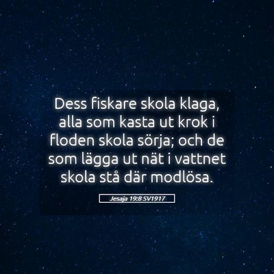 Picture 05 - Jesaja 19:8 SV1917 - Dess fiskare skola klaga, alla som kasta ut krok - Bible Verse Picture