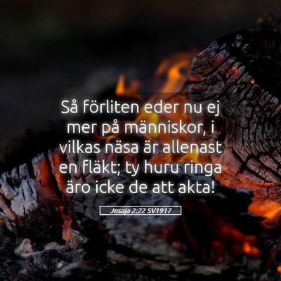 Picture 05 - Jesaja 2:22 SV1917 - Så förliten eder nu ej mer på människor, i - Bible Verse Picture
