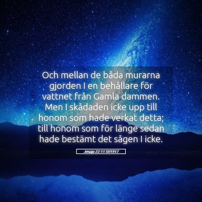 Picture 05 - Jesaja 22:11 SV1917 - Och mellan de båda murarna gjorden I en - Bible Verse Picture