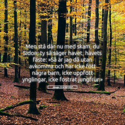 Picture 05 - Jesaja 23:4 SV1917 - Men stå där nu med skam, du Sidon; ty så - Bible Verse Picture