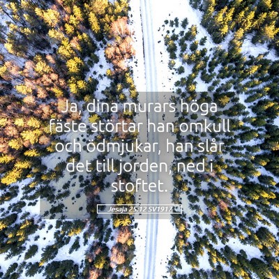 Picture 05 - Jesaja 25:12 SV1917 - Ja, dina murars höga fäste störtar han omkull - Bible Verse Picture