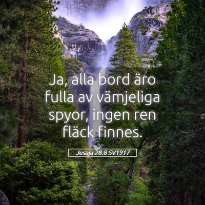 Picture 05 - Jesaja 28:8 SV1917 - Ja, alla bord äro fulla av vämjeliga spyor, - Bible Verse Picture
