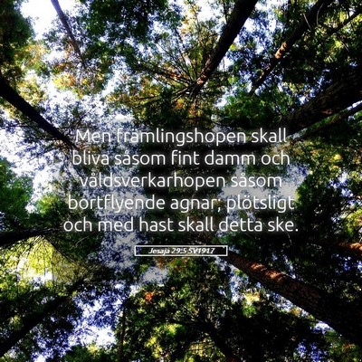 Picture 05 - Jesaja 29:5 SV1917 - Men främlingshopen skall bliva såsom fint damm - Bible Verse Picture