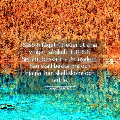 Picture 05 - Jesaja 31:5 SV1917 - Såsom fågeln breder ut sina vingar, så skall - Bible Verse Picture