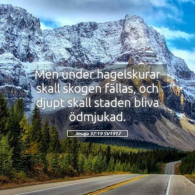 Picture 05 - Jesaja 32:19 SV1917 - Men under hagelskurar skall skogen fällas, och - Bible Verse Picture
