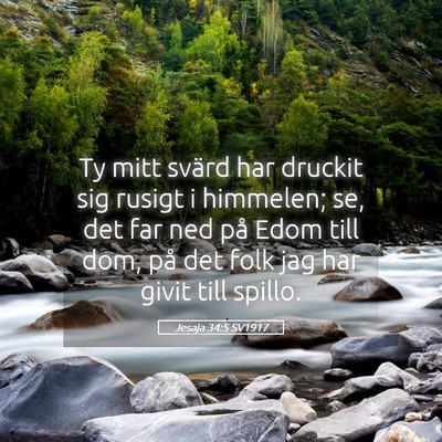 Picture 05 - Jesaja 34:5 SV1917 - Ty mitt svärd har druckit sig rusigt i himmelen; - Bible Verse Picture