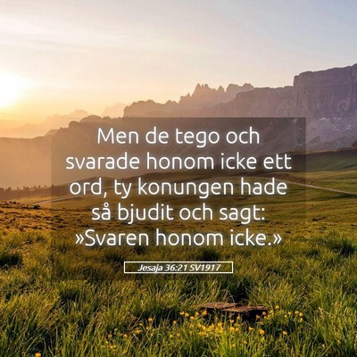 Picture 05 - Jesaja 36:21 SV1917 - Men de tego och svarade honom icke ett ord, ty - Bible Verse Picture