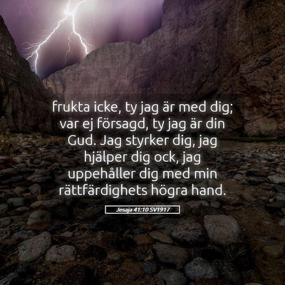 Picture 05 - Jesaja 41:10 SV1917 - frukta icke, ty jag är med dig; var ej försagd, - Bible Verse Picture