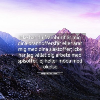 Picture 05 - Jesaja 43:23 SV1917 - Icke har du framburit åt mig dina - Bible Verse Picture