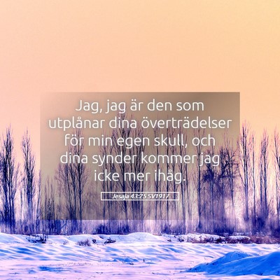 Picture 05 - Jesaja 43:25 SV1917 - Jag, jag är den som utplånar dina - Bible Verse Picture