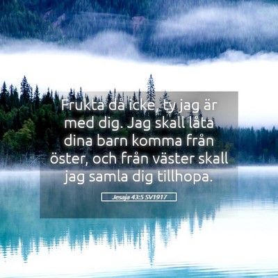 Picture 05 - Jesaja 43:5 SV1917 - Frukta då icke, ty jag är med dig. Jag skall - Bible Verse Picture