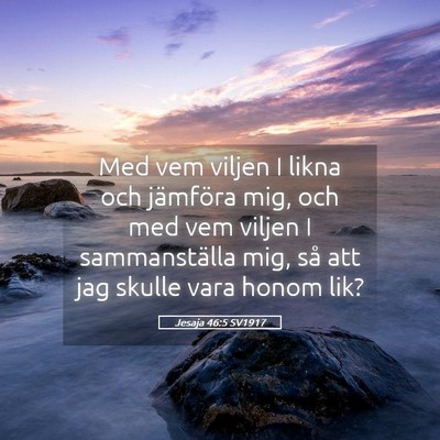 Picture 05 - Jesaja 46:5 SV1917 - Med vem viljen I likna och jämföra mig, och med - Bible Verse Picture