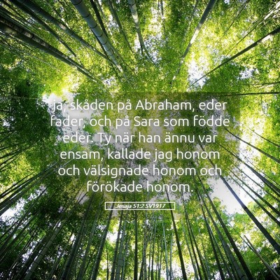 Picture 05 - Jesaja 51:2 SV1917 - ja, skåden på Abraham, eder fader, och på Sara - Bible Verse Picture